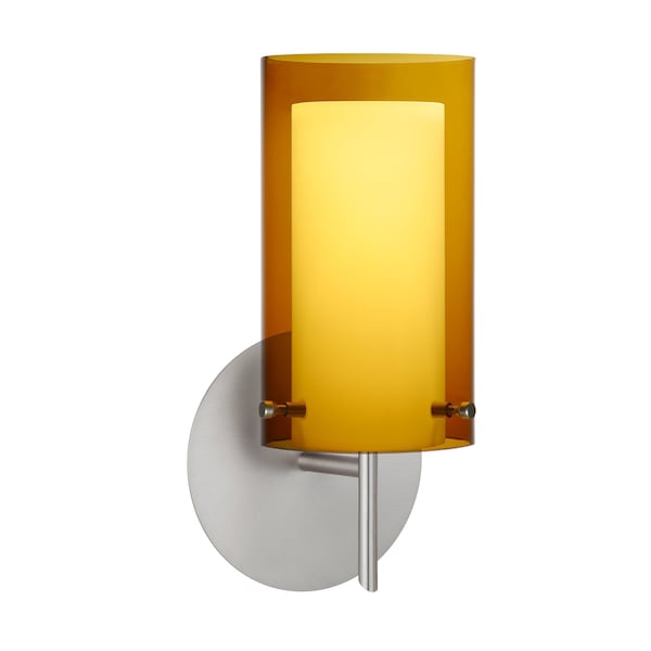 Besa Lighting Pahu 4 Mini Sconce, Armagnac/Opal, Satin Nickel Finish, 1x5W LED 1SW-G44007-LED-SN - main